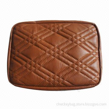 Quilted leather cosmetic bag